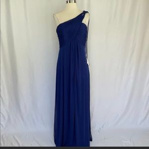 Alex Evenings Women's Dress Size 8 Blue Chiffon One-Shoulder Long Gown Orig $169